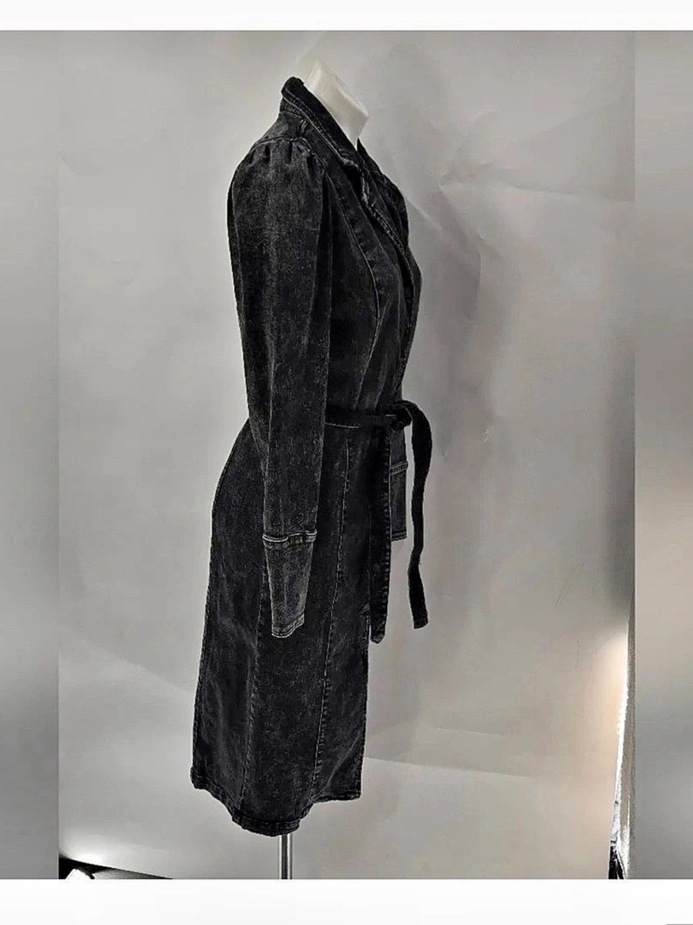 Wash Lab Denim Women'Small Black Midi Shirt Dress Size Small